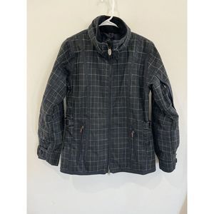 Obermeyer Women’s 8 Insulated Ski Jacket Black Plaid Zip Up Winter Snow
